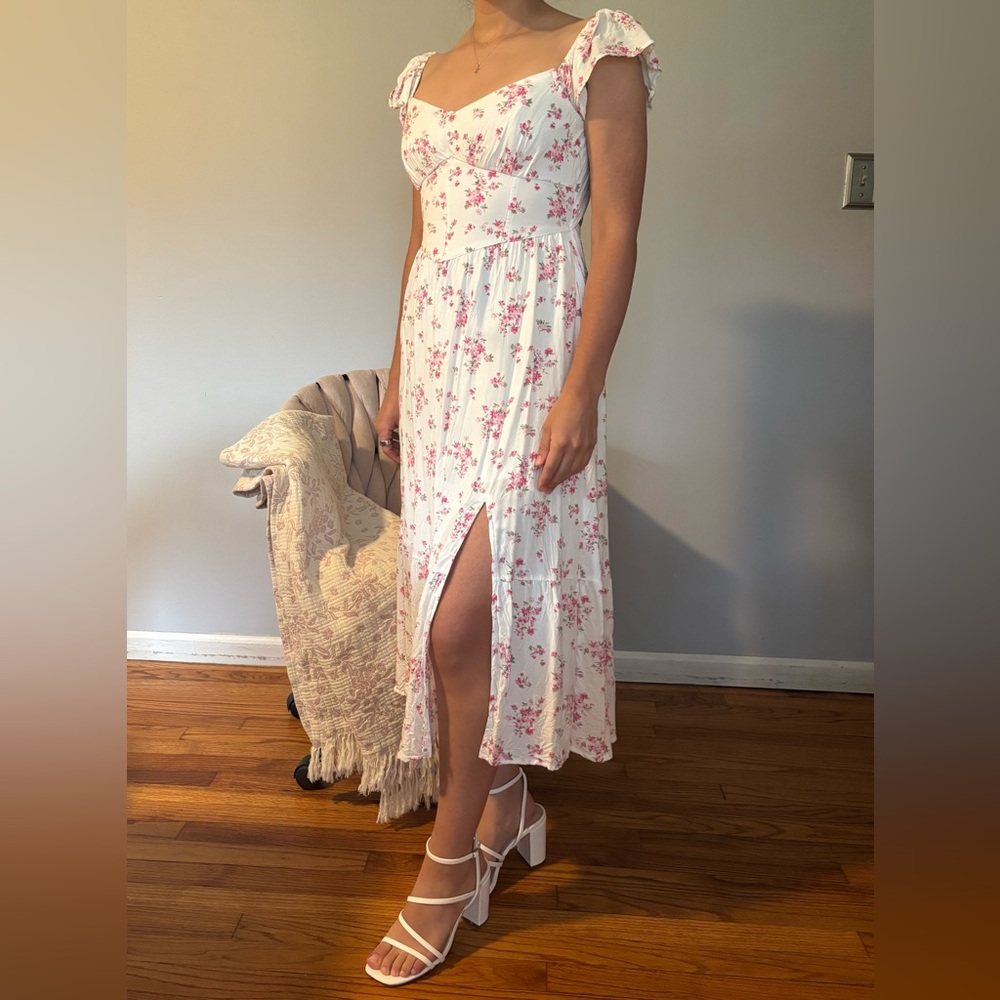 Floral White and Pink Maxi Dress - Picture 3 of 3
